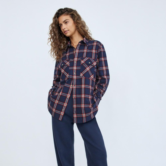 Aritzia TNA Plaid Button-Up in Kenna Total Eclipse / Juniper Green (XS) - Picture 4 of 10